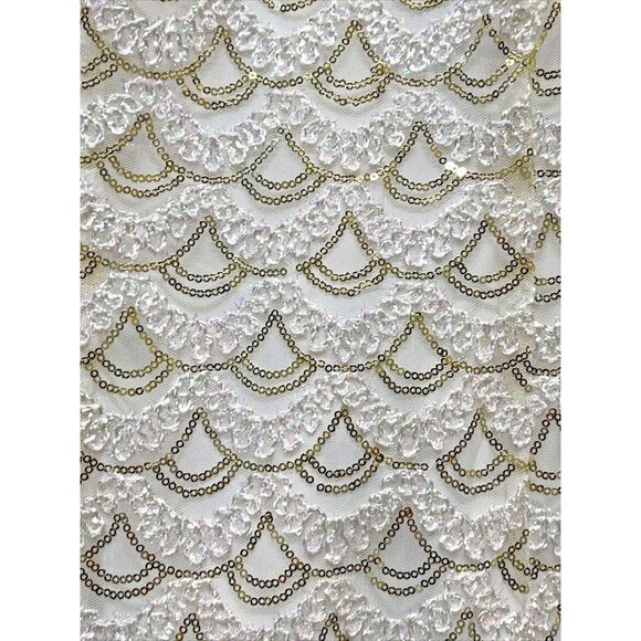 SD Sandra Darren Collection Womens Sequin Dress Size 6 Ivory Sleeveless - Picture 4 of 11